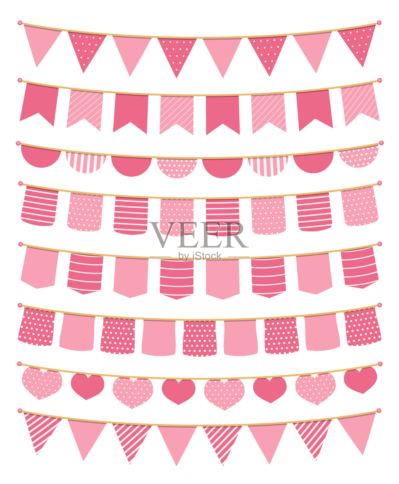 粉红色的旗帜插画图片素材