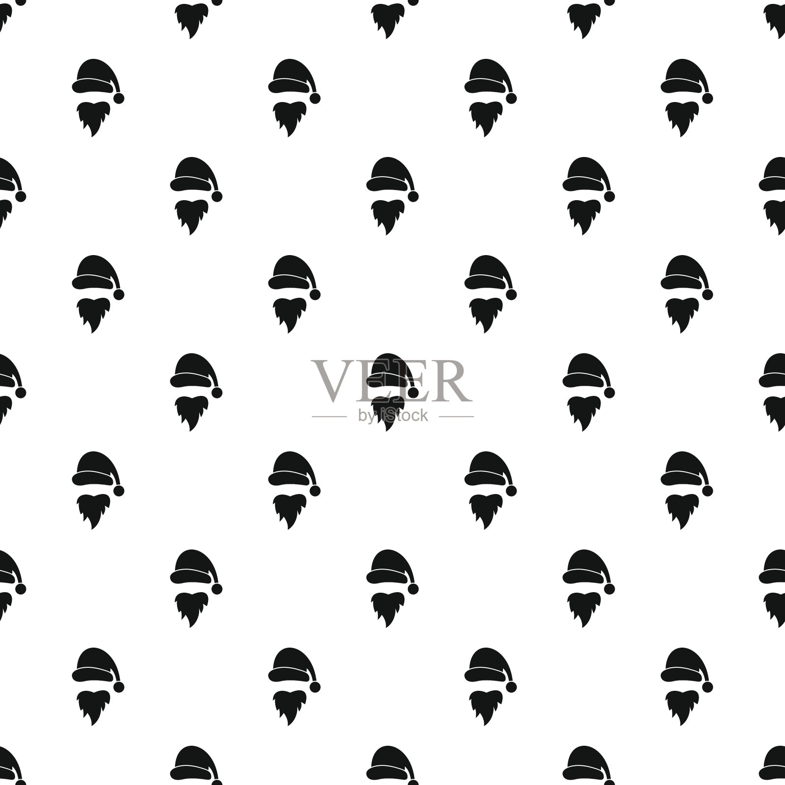 圣诞老人的帽子和胡须图案样式简单插画图片素材