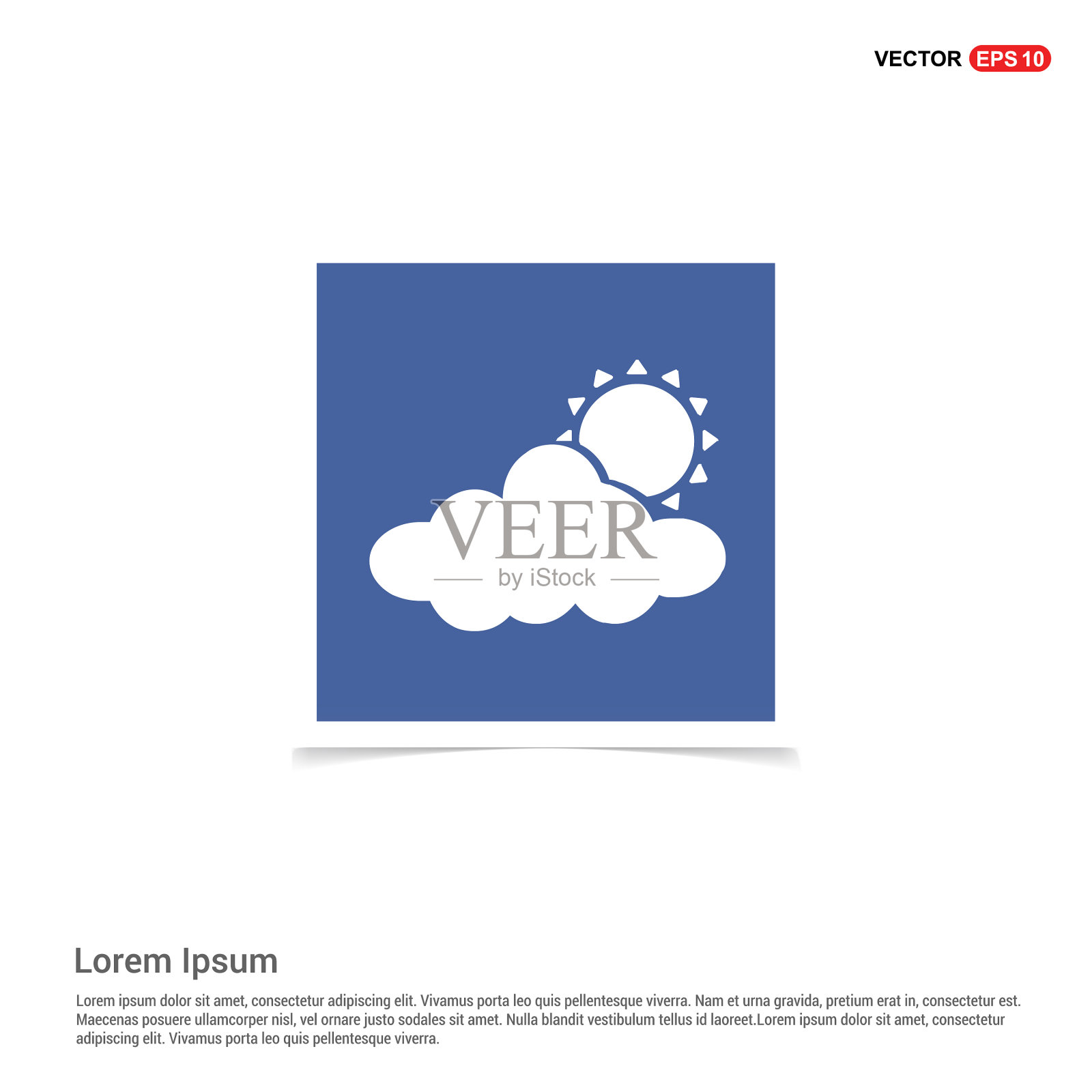 太阳云图标-蓝色相框插画图片素材