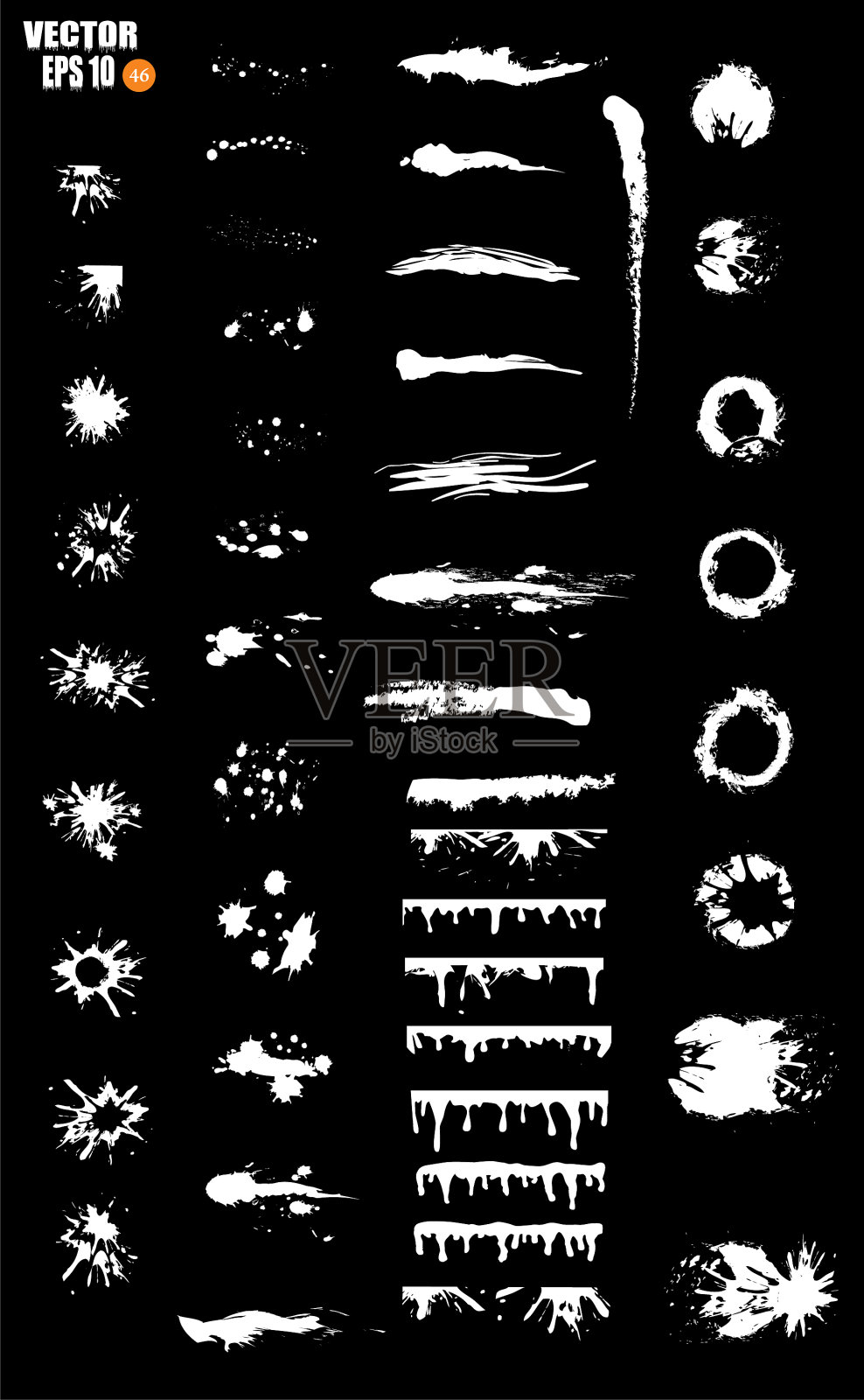 一大堆白色的油漆滴白色的污迹插画图片素材