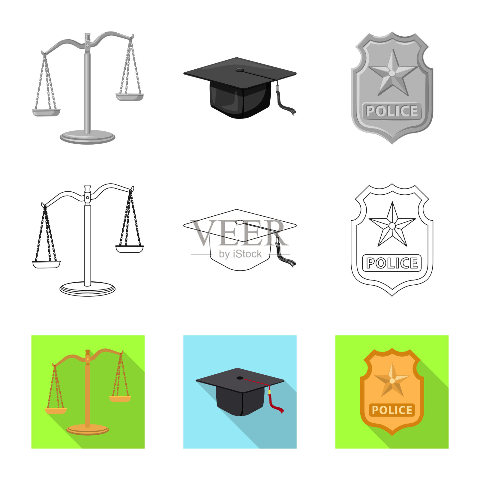 法律与律师符号集的设计图标素材