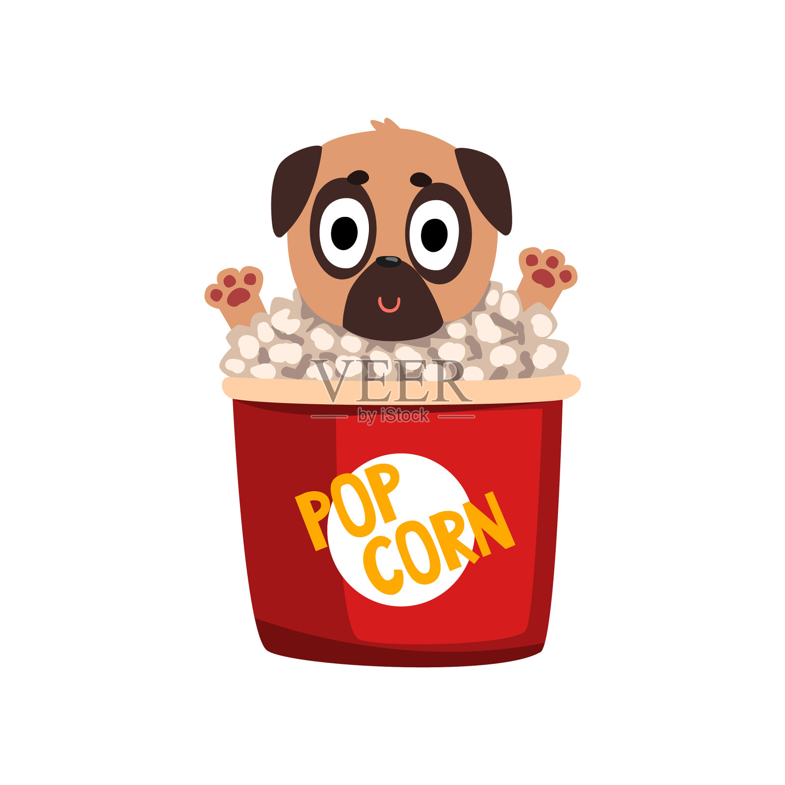 可爱有趣的哈巴狗性格里面的篮子设计元素图片