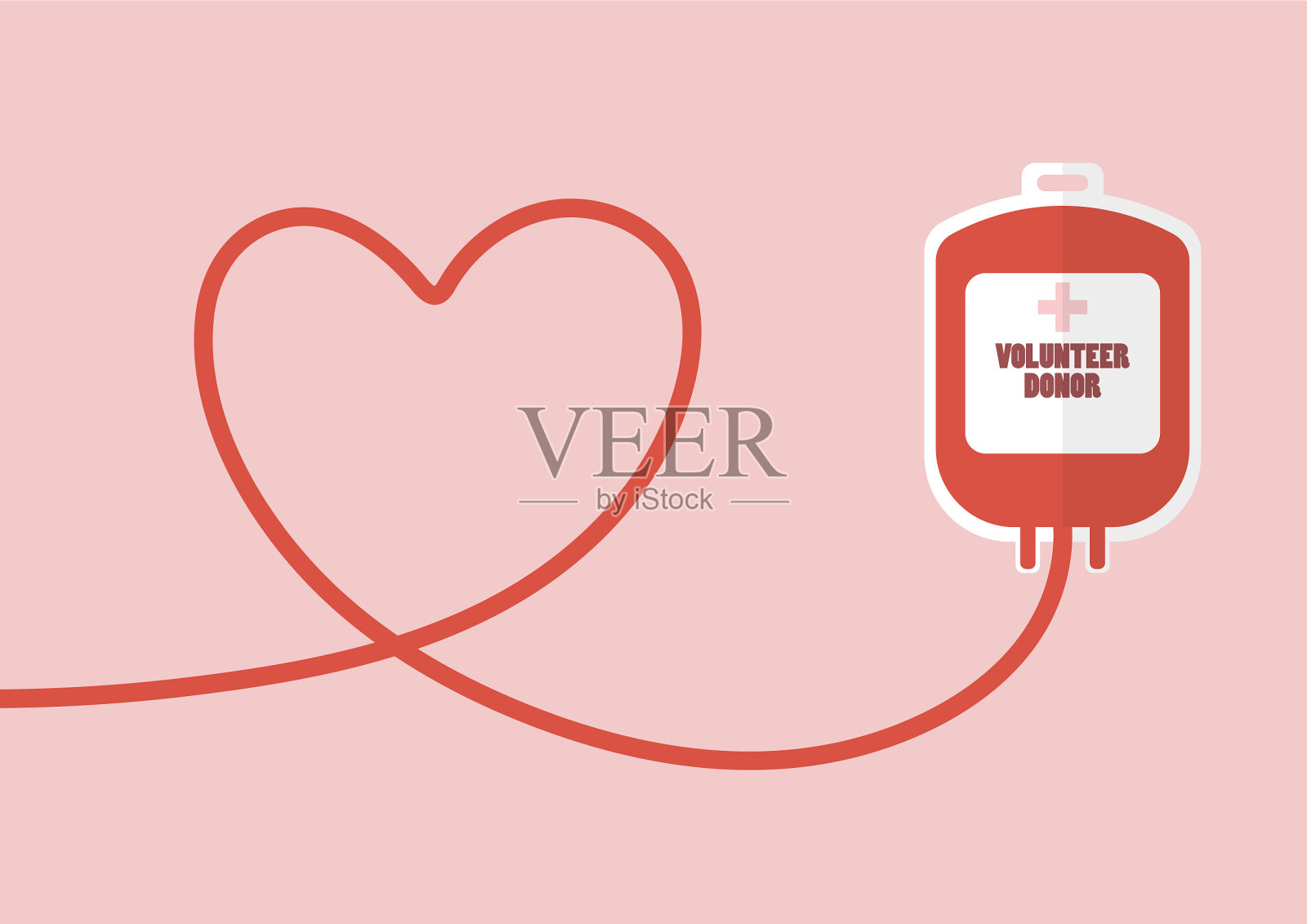心脏形状的管状献血袋插画图片素材