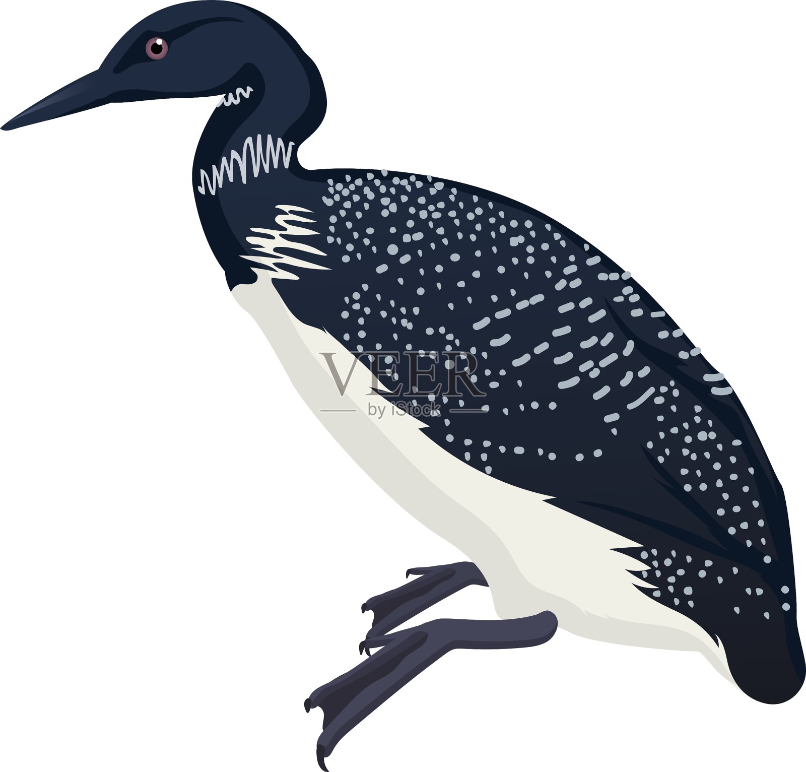 在现代，鸟在白色背景上被淡化插画图片素材