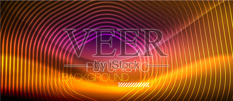 霓虹发光线魔术能量空间光设计模板素材