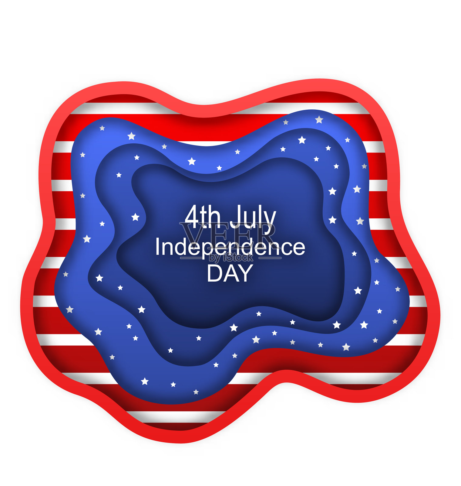 为7月4日剪纸背景插画图片素材