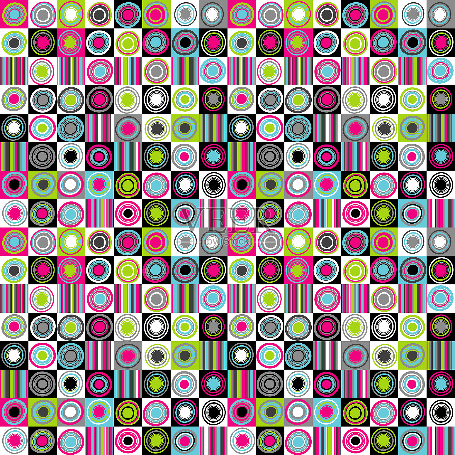 彩色的背景点，圆圈和条纹插画图片素材