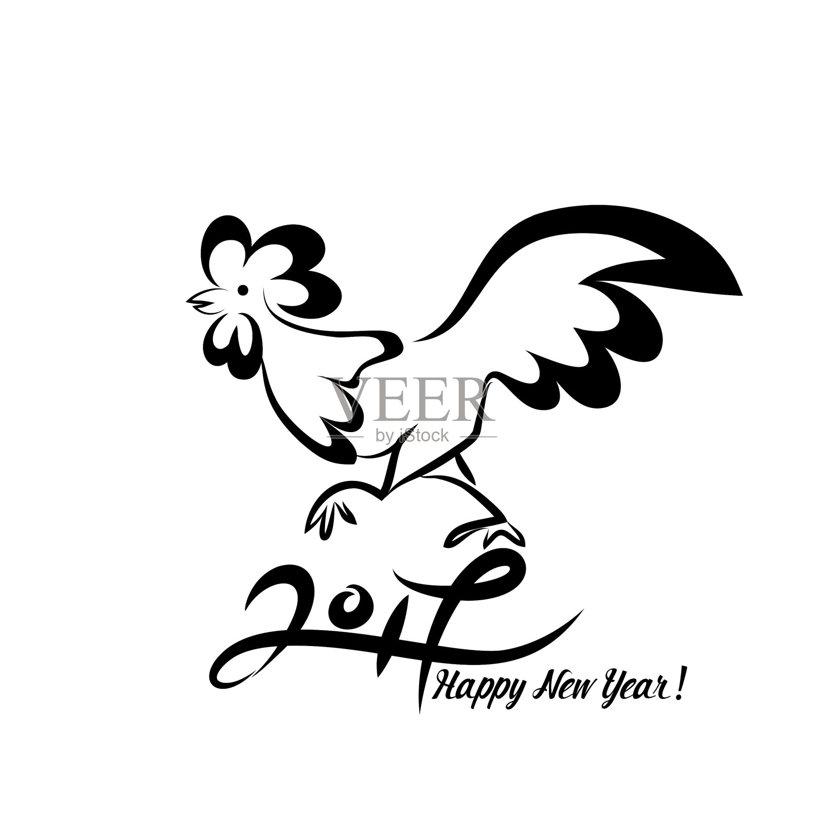 公鸡黑线素描公鸡设计元素图片