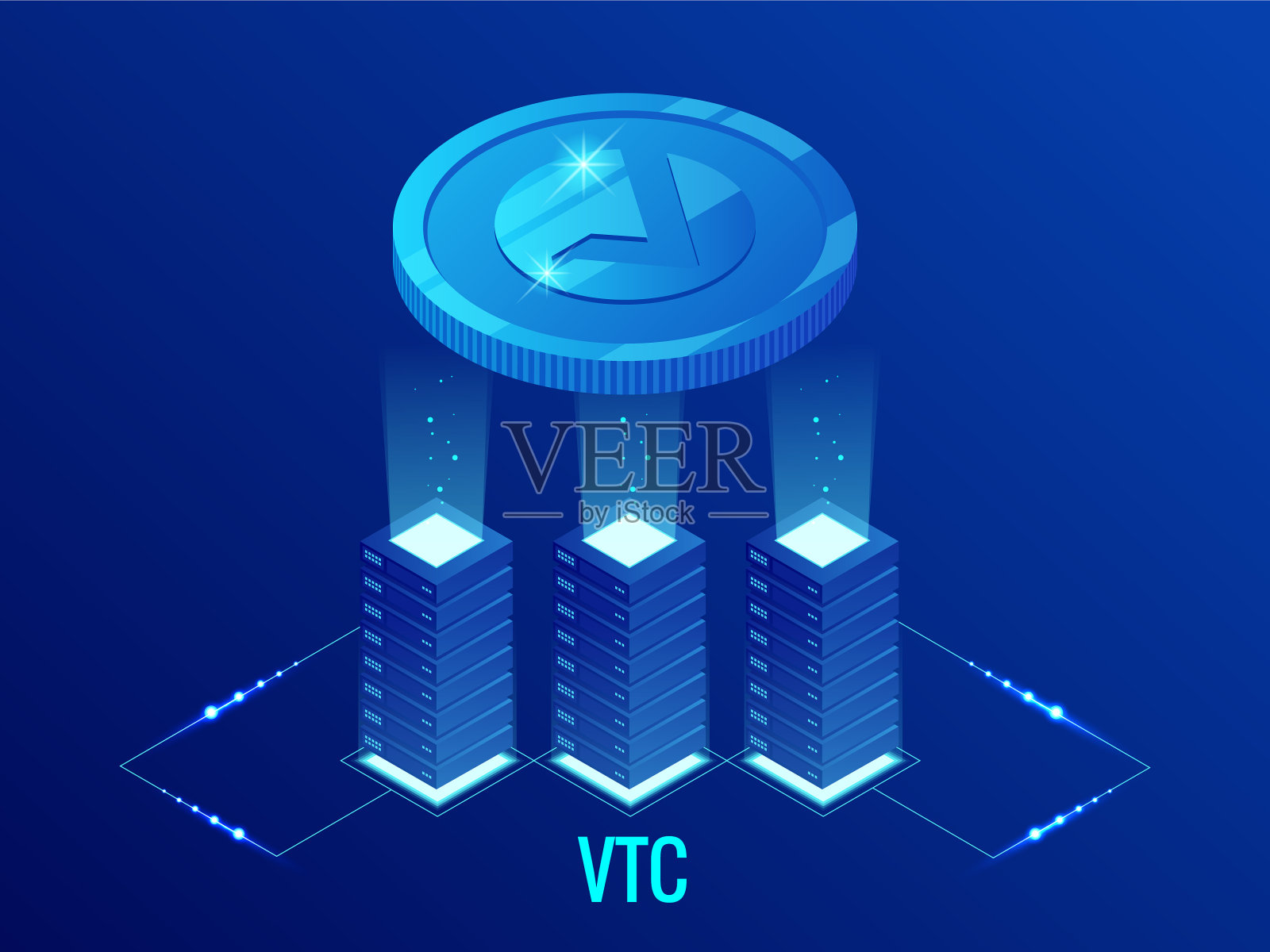 VTC加密货币矿场插画图片素材