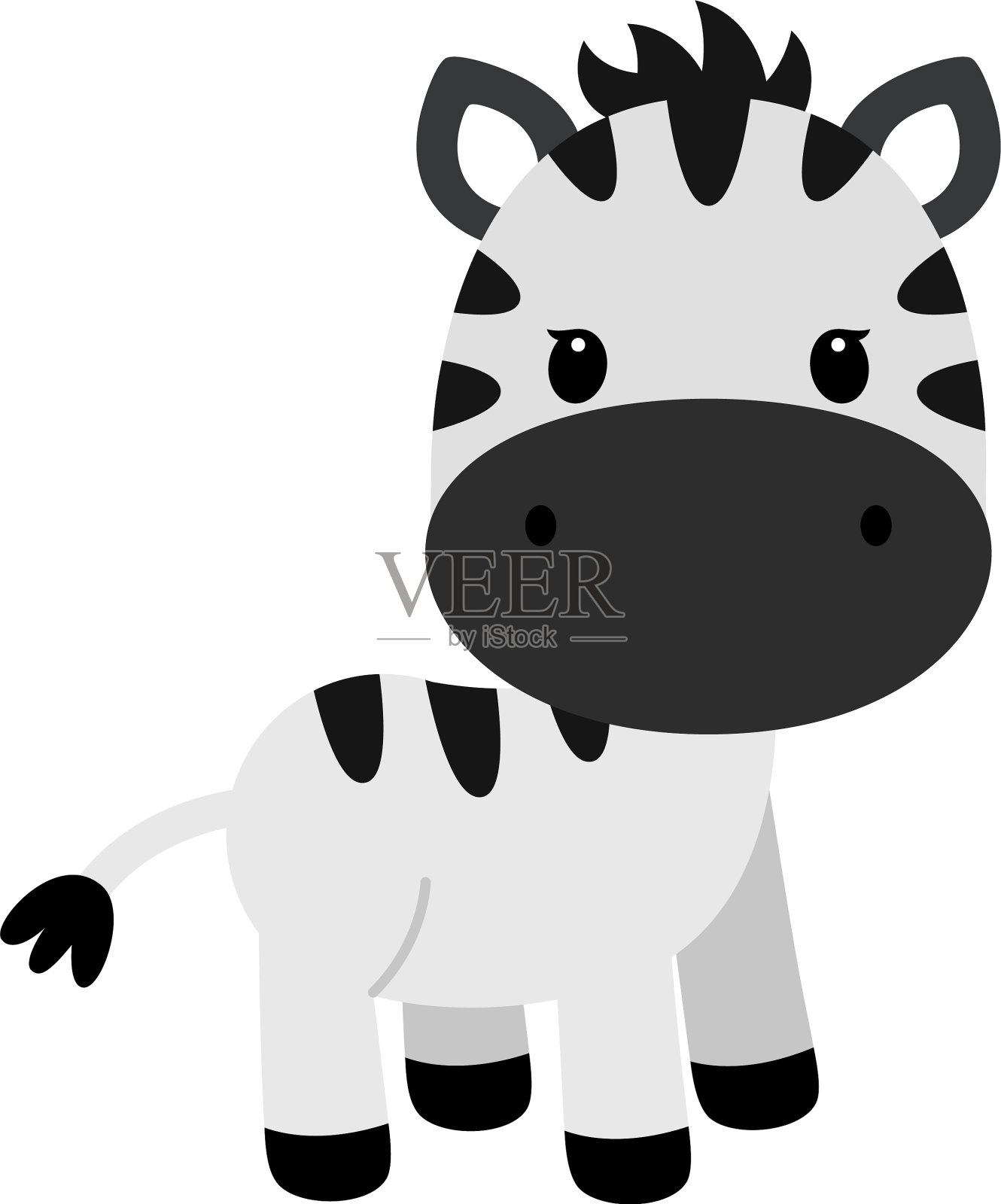 有趣的小斑马的卡通人物设计元素图片