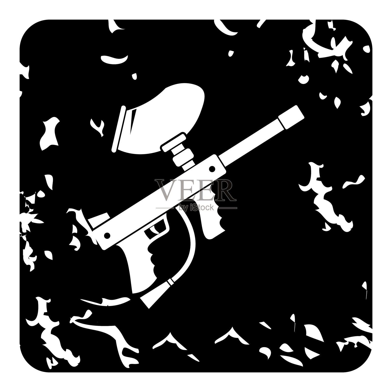 枪的彩弹图标grunge风格插画图片素材