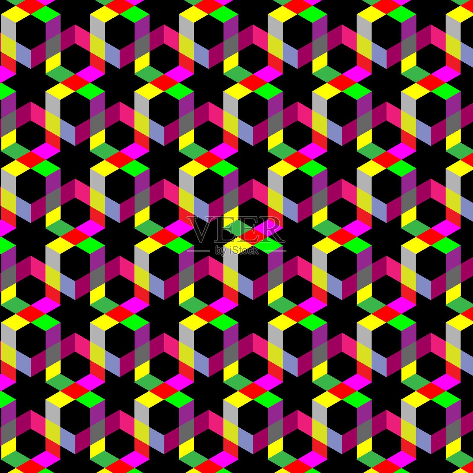 抽象的立方体图案彩色的几何设计插画图片素材