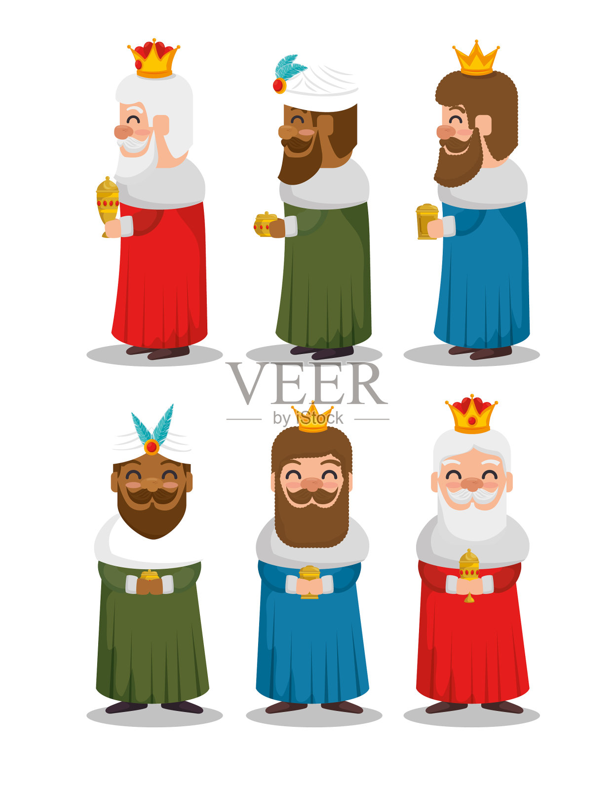 三个神奇的东方之王卡通片插画图片素材