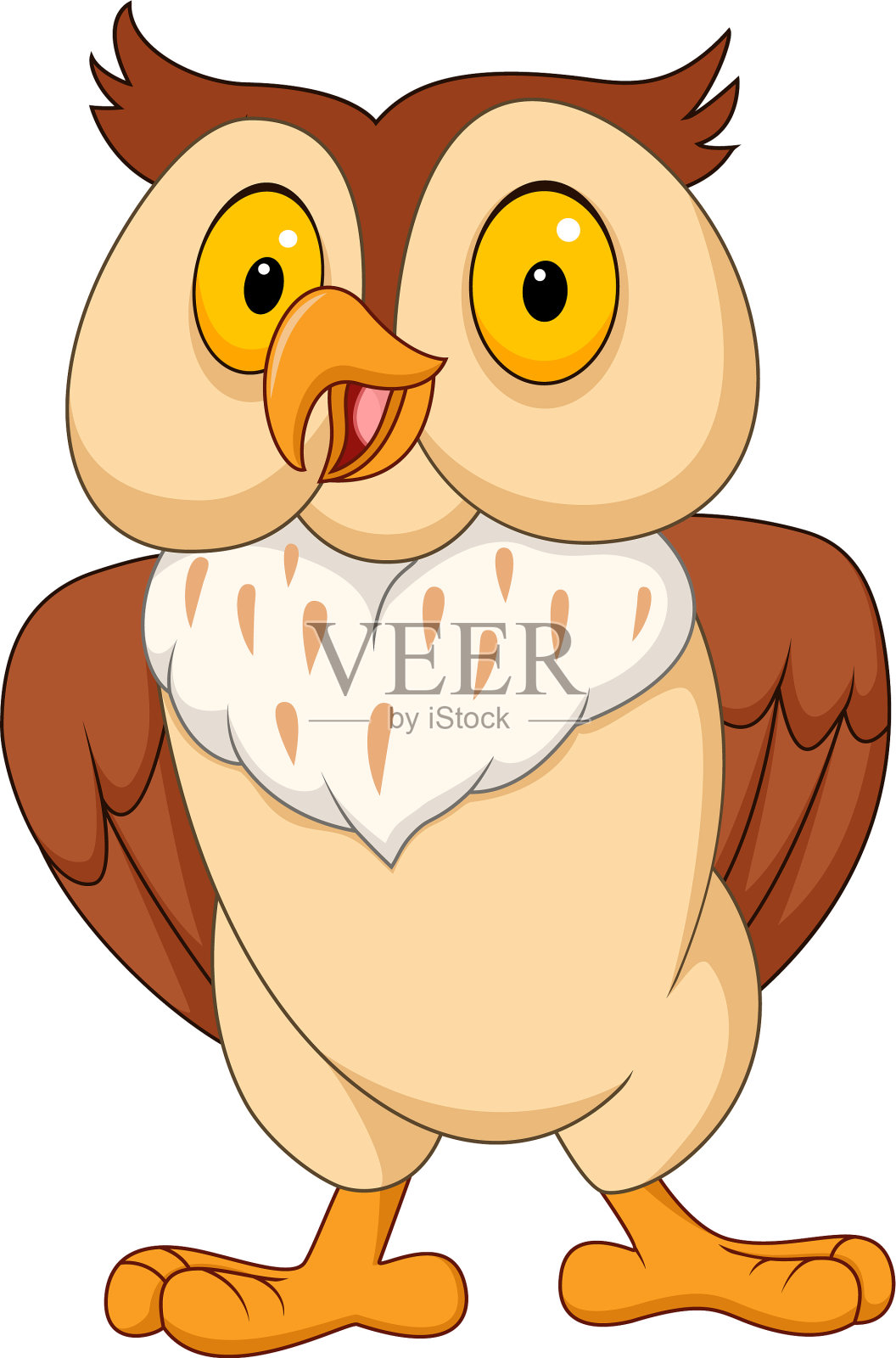 卡通有趣的猫头鹰孤立的白色背景设计元素图片