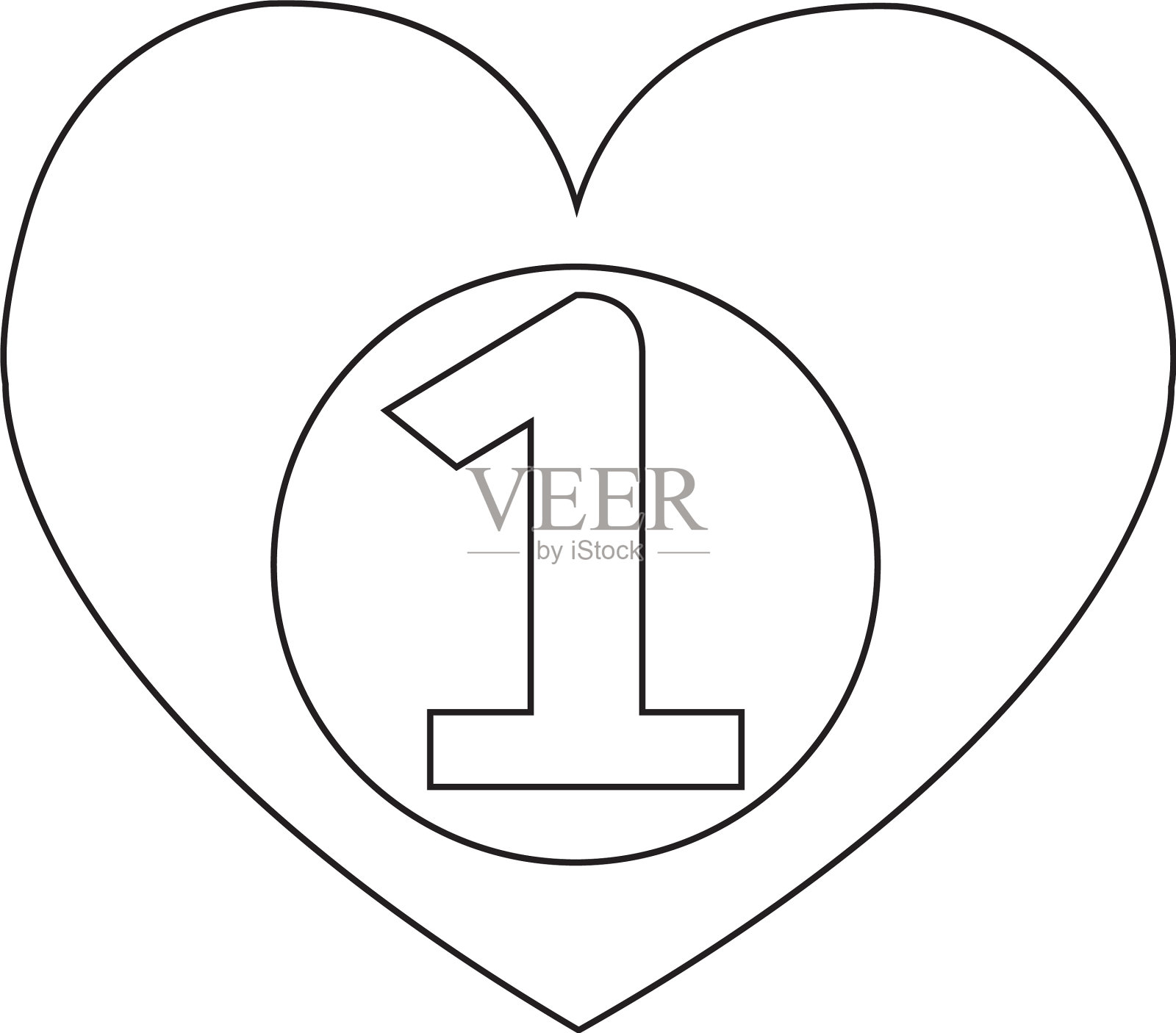 头号心形图标插画图片素材