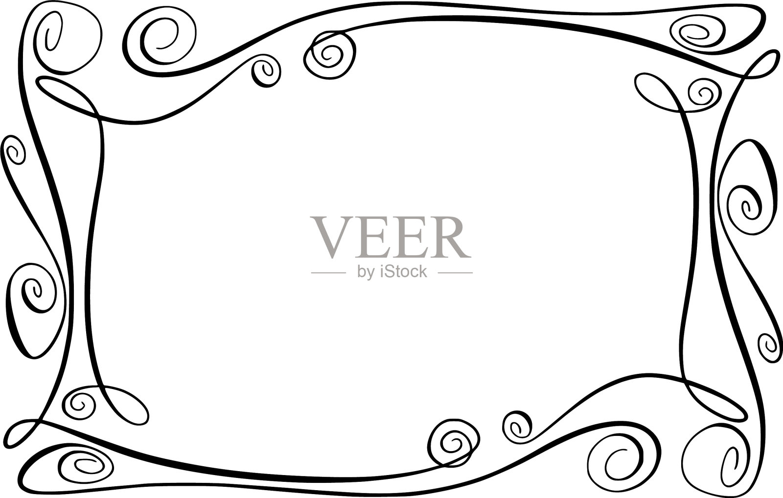 花式框架矩形与弯弯曲曲设计元素图片