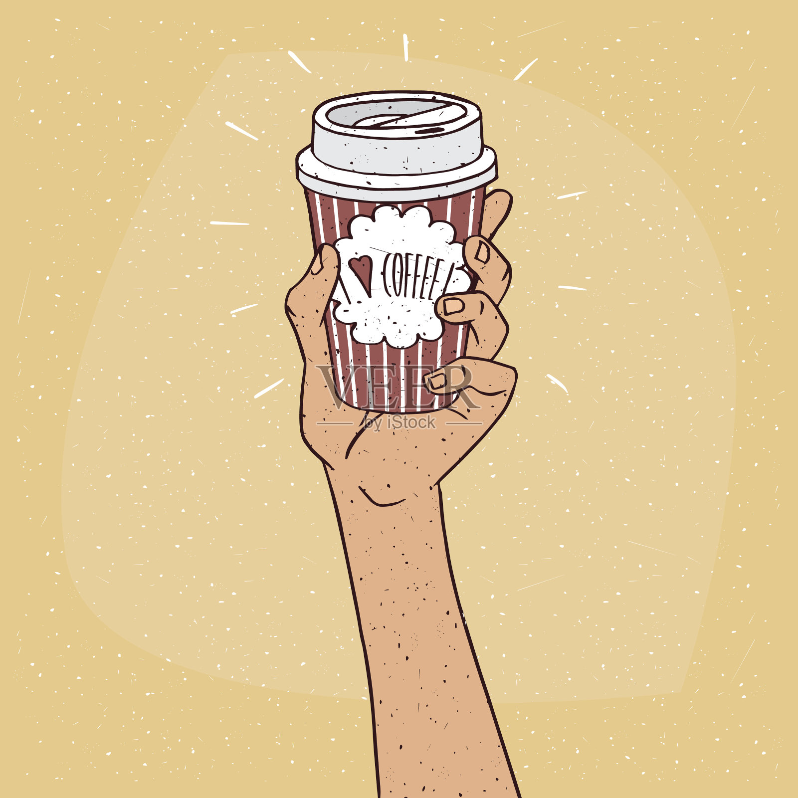 我喜欢纸杯咖啡插画图片素材