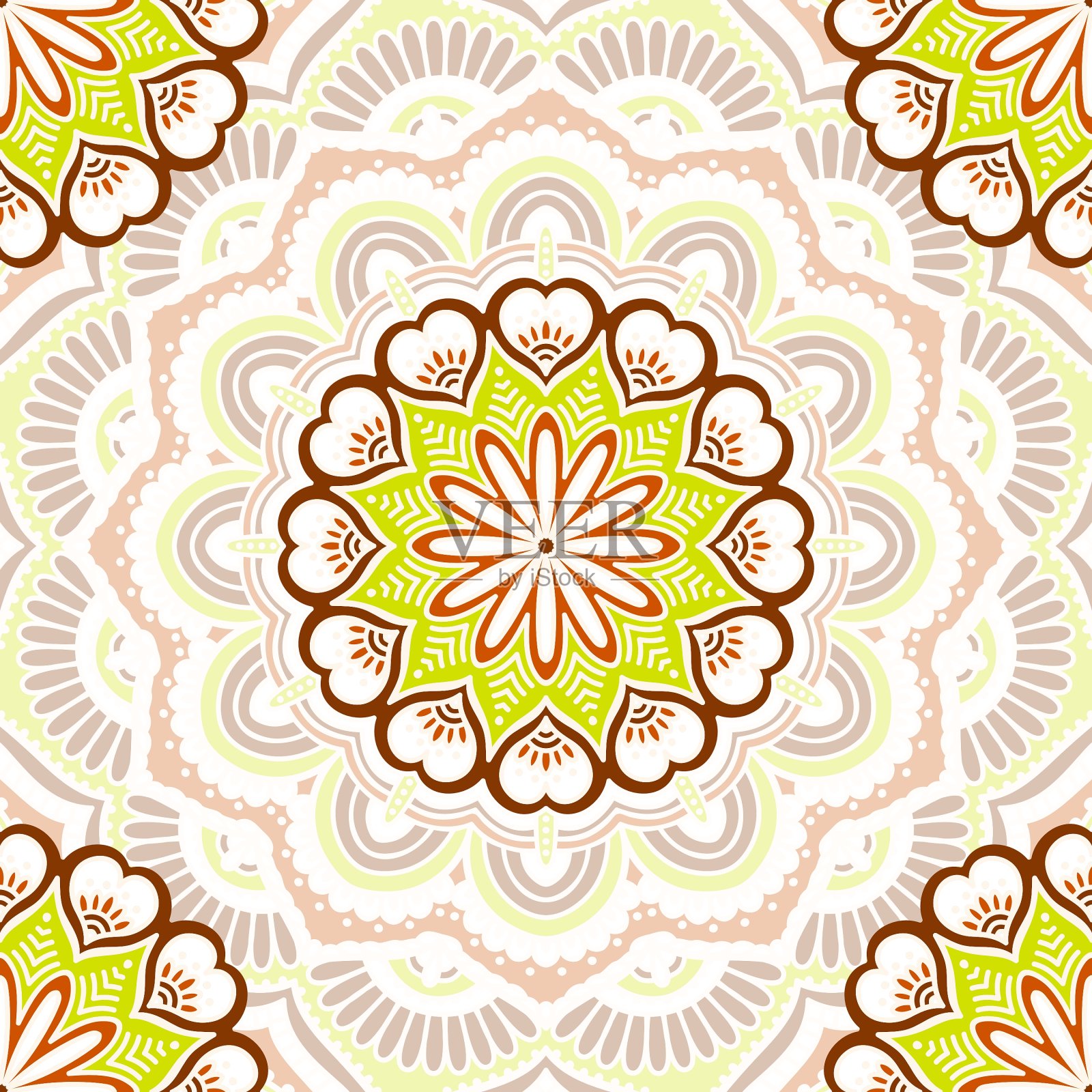 民族花卉无缝图案插画图片素材