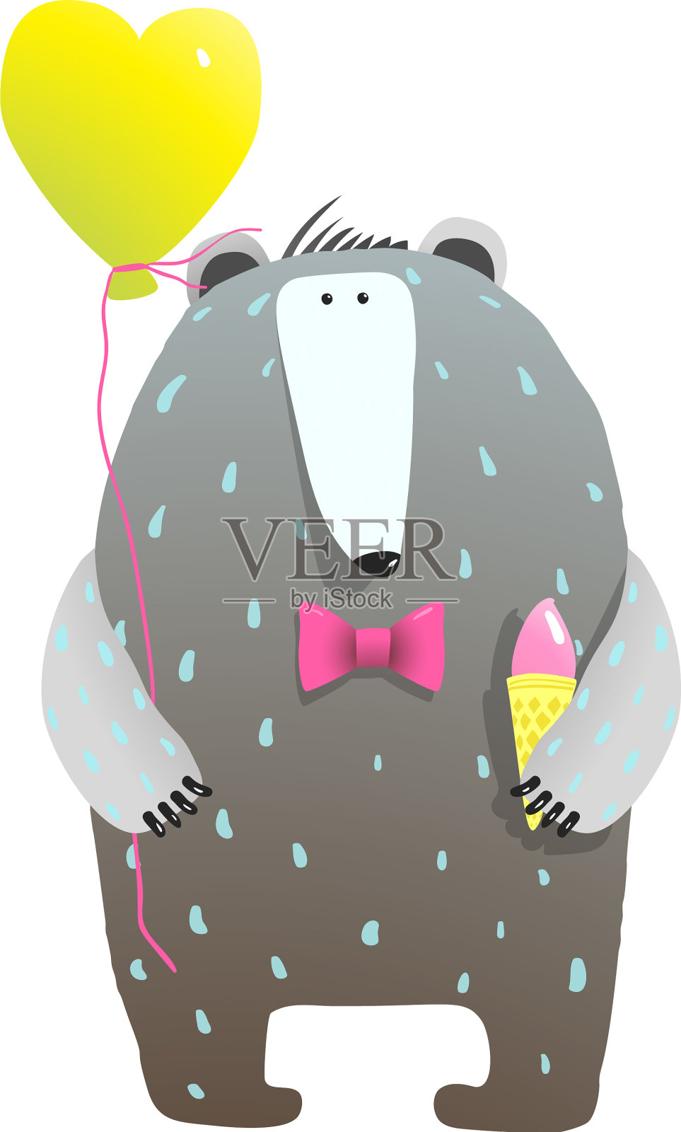 可爱的泰迪熊和心形气球设计元素图片