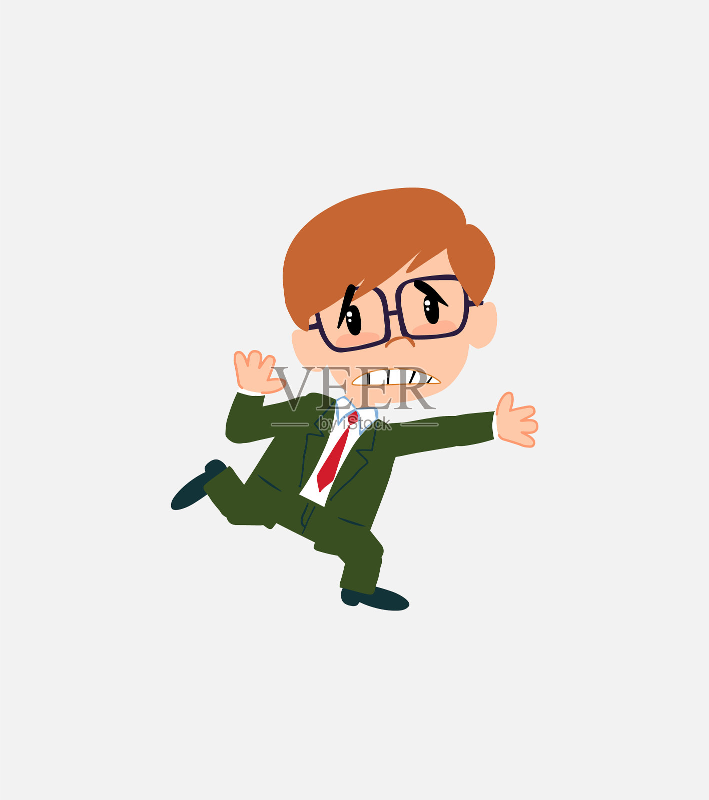 戴眼镜的商人惊慌失措插画图片素材