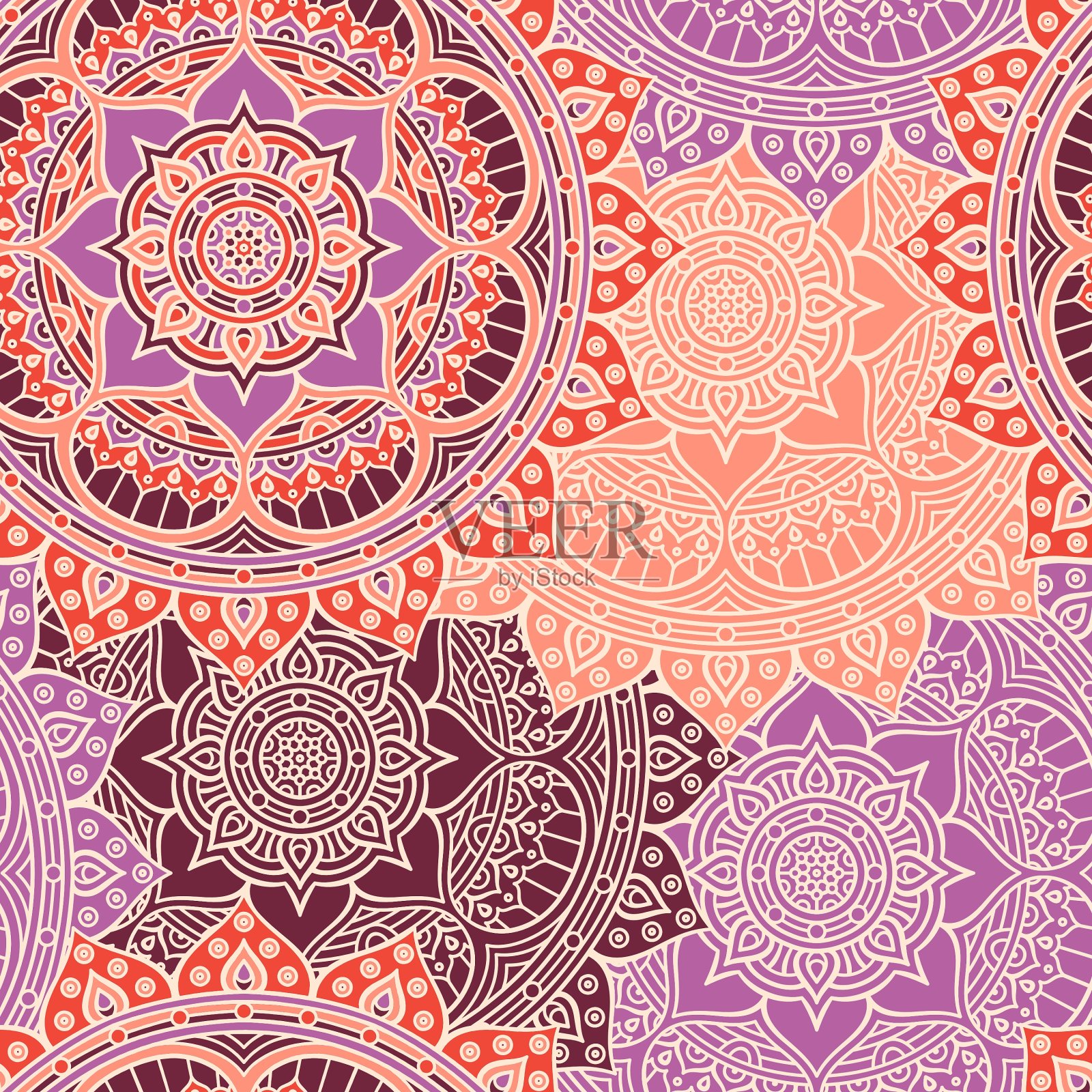 民族花卉无缝图案插画图片素材