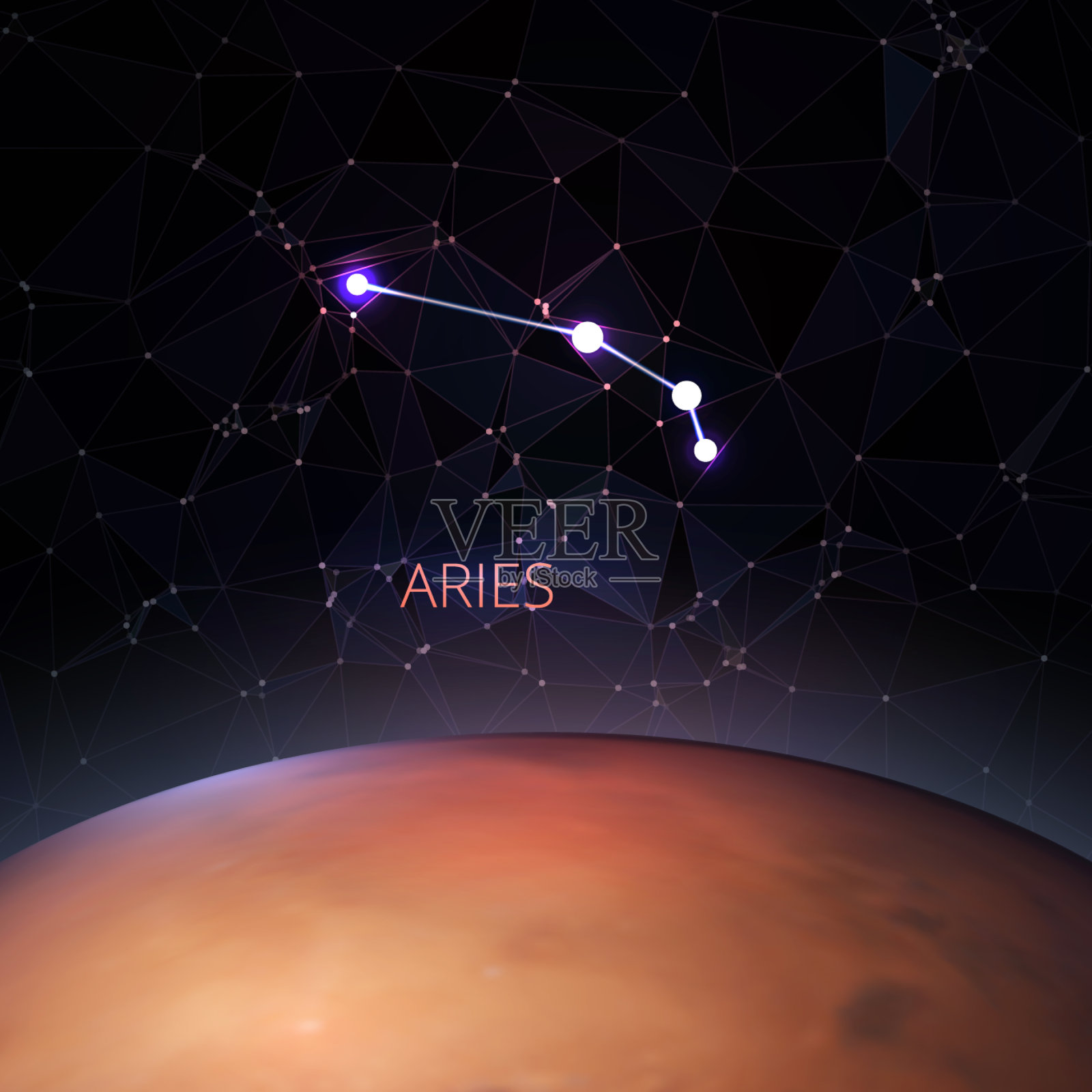 行星与十二宫阿里插画图片素材