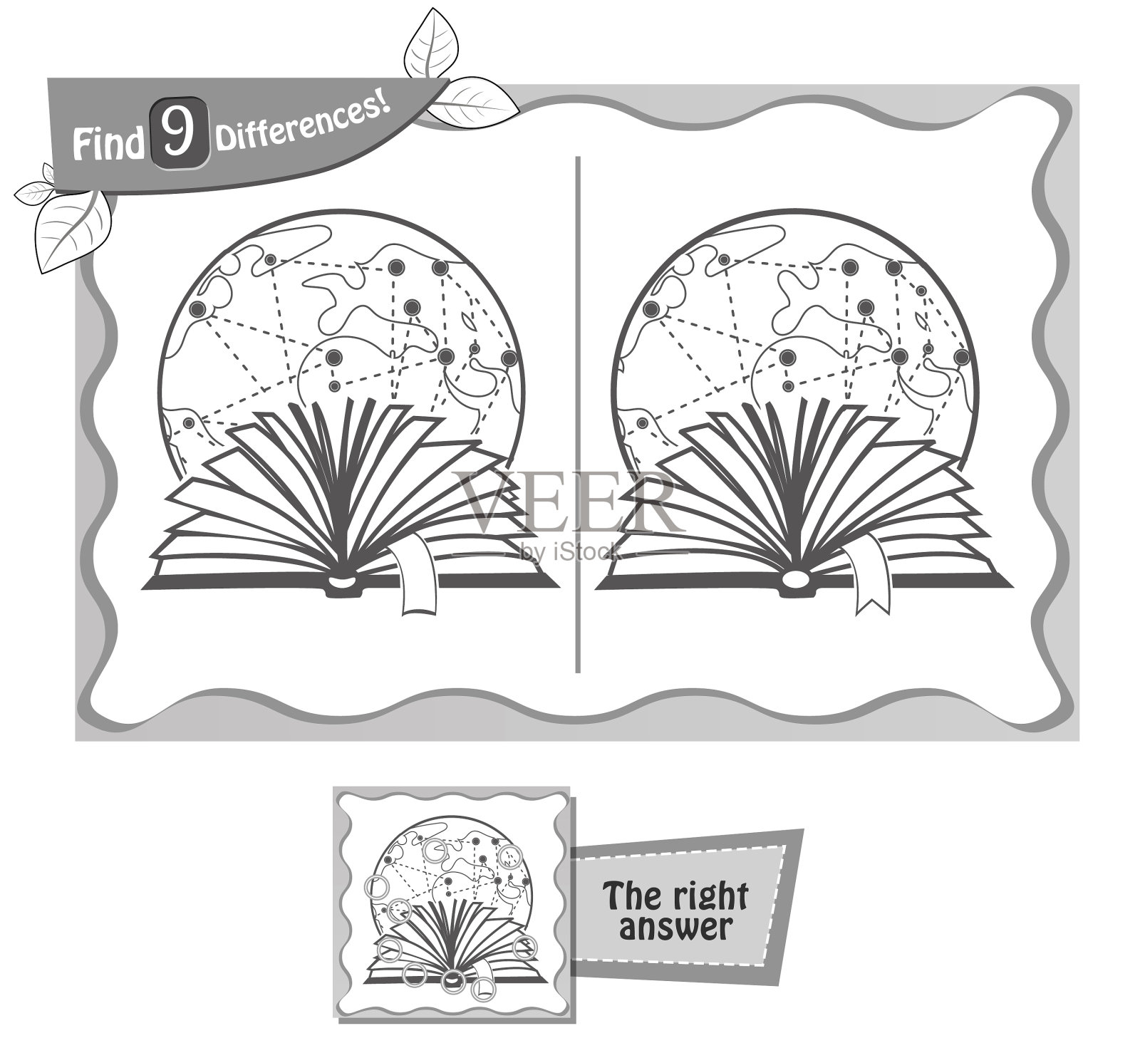 找出9个不同的游戏黑手阅读书设计元素图片