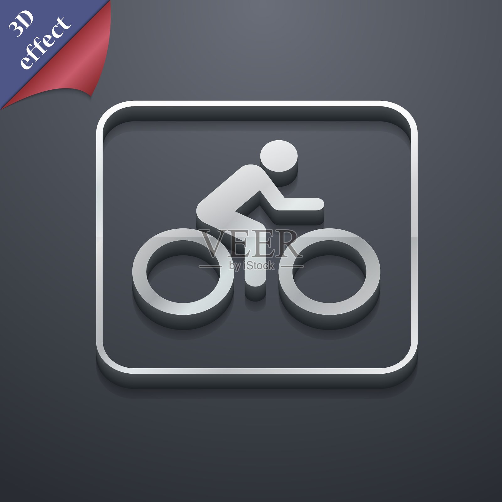 自行车图标符号3D风格时尚的现代设计插画图片素材