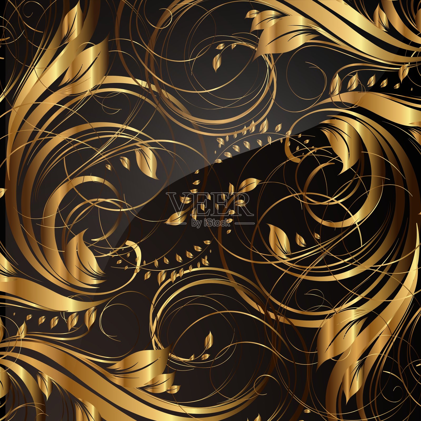 金色无缝花背景插画图片素材