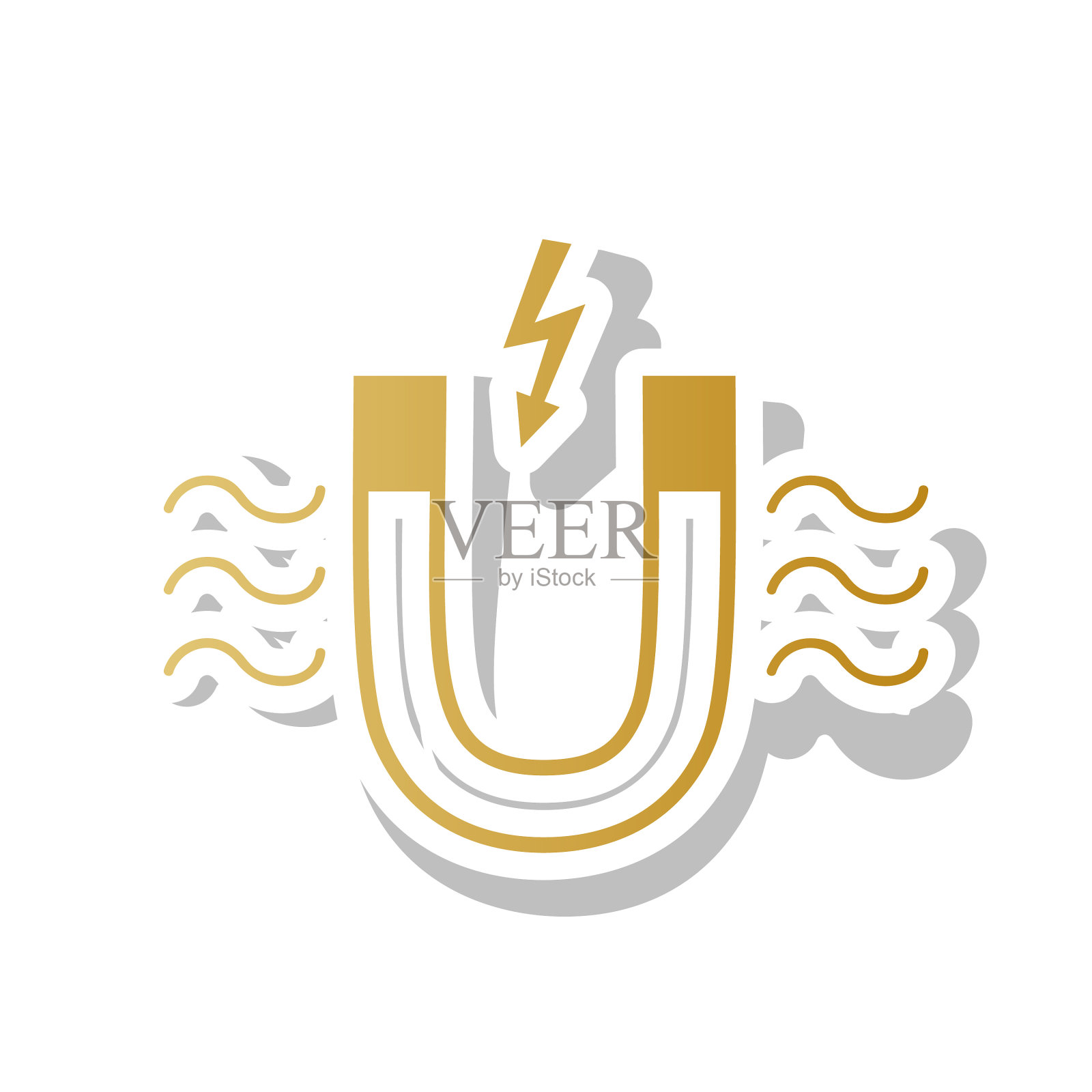 带有磁力指示的磁铁插画图片素材