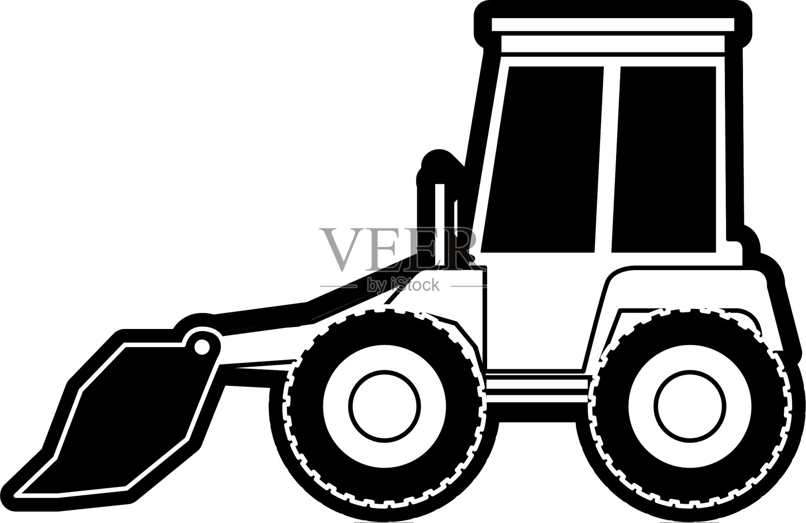 推土机平图标黑色剪影插画图片素材