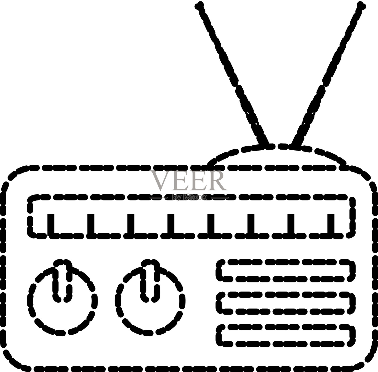 台旧收音机立体声插画图片素材