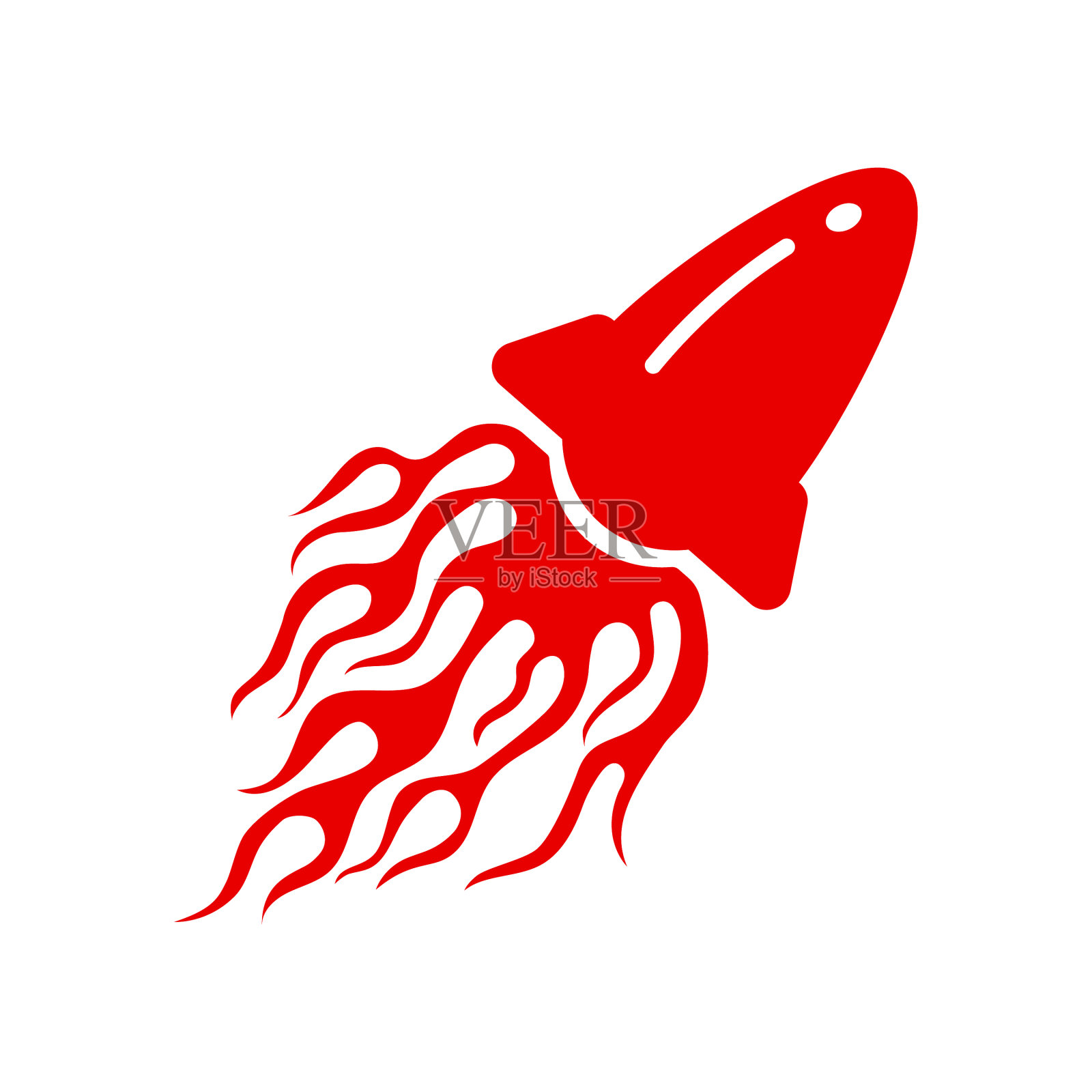 红色火箭发射标志，火焰熊熊设计元素图片