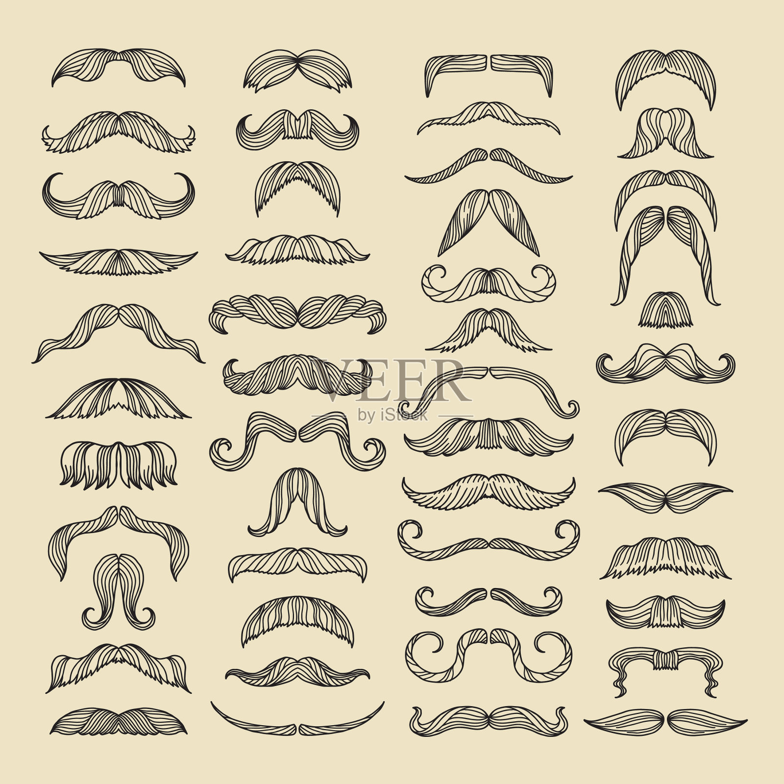 男人的小胡子用手画的画很搞笑插画图片素材