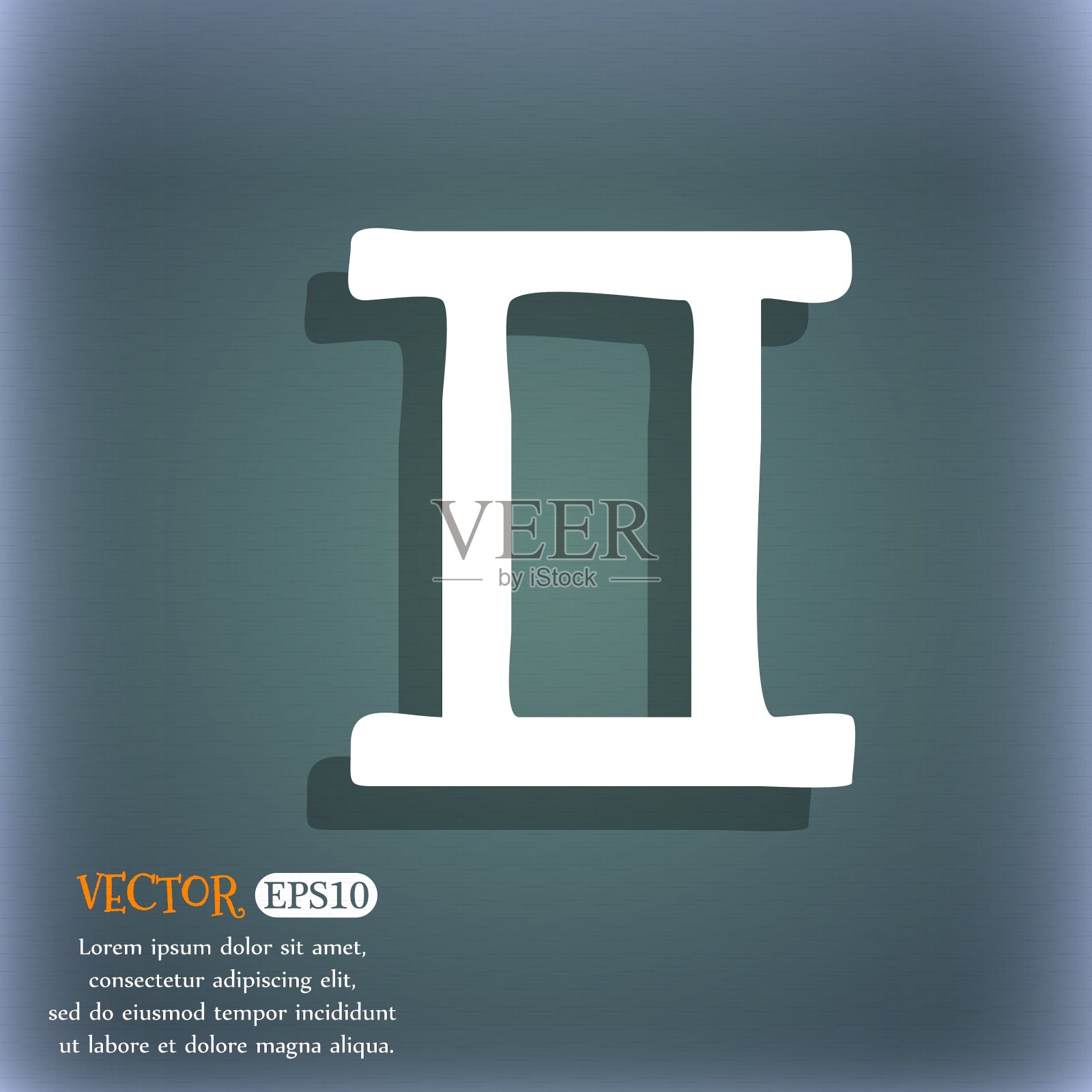 双子图标在蓝绿色的抽象背景上插画图片素材