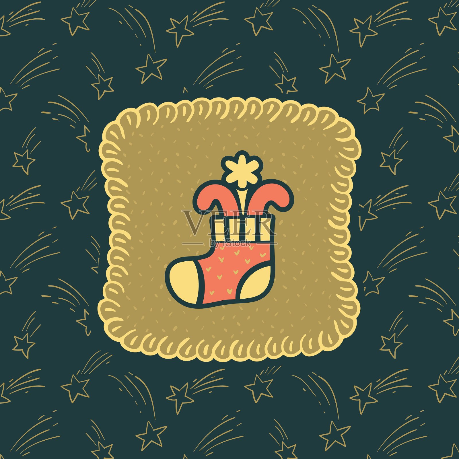 圣诞与新年的复古华丽相框插画图片素材