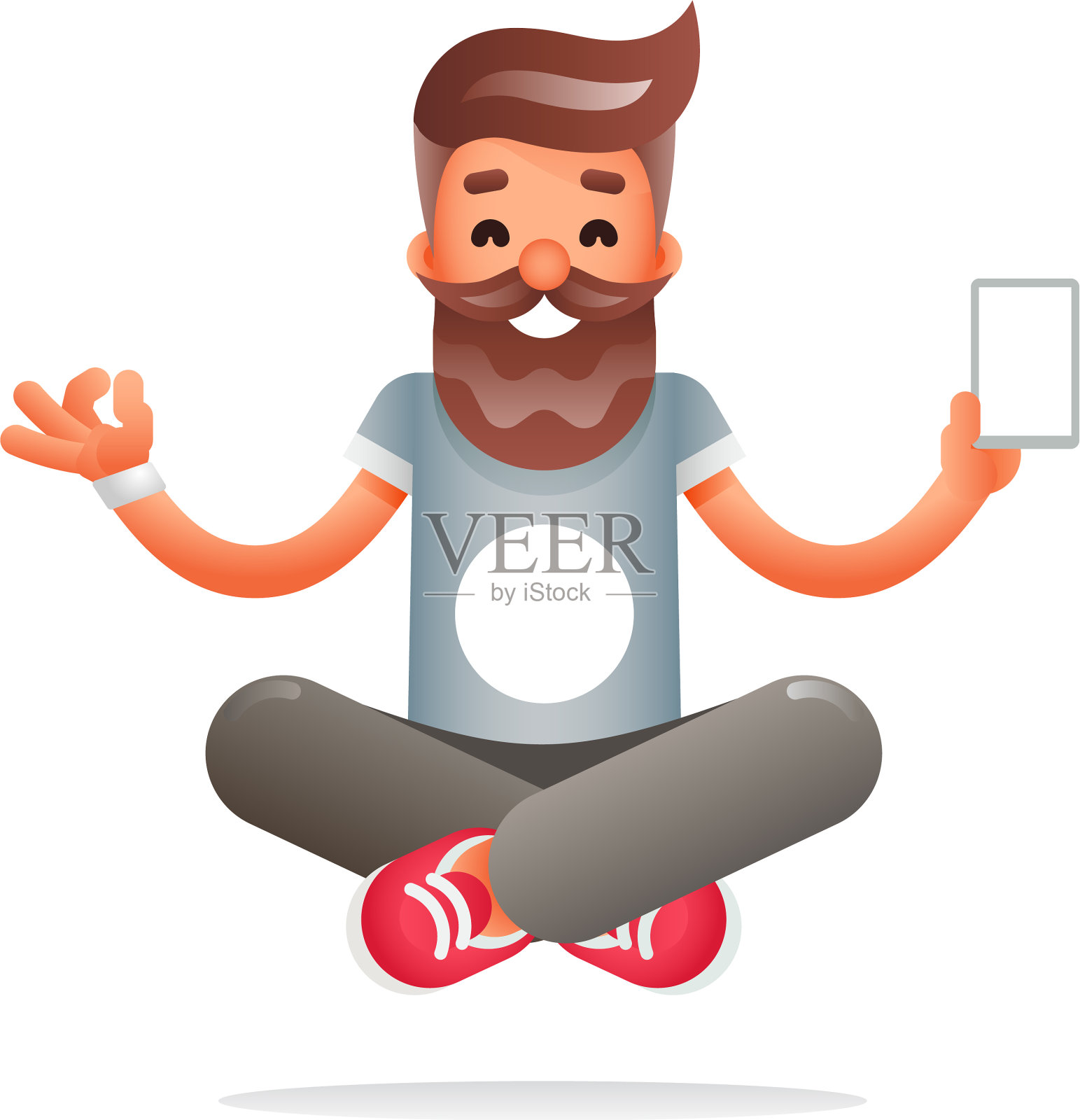 潮人极客冥想新的智能手机移动应用程序设计元素图片