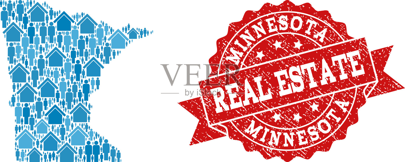 明尼苏达的房地产组成马赛克地图插画图片素材