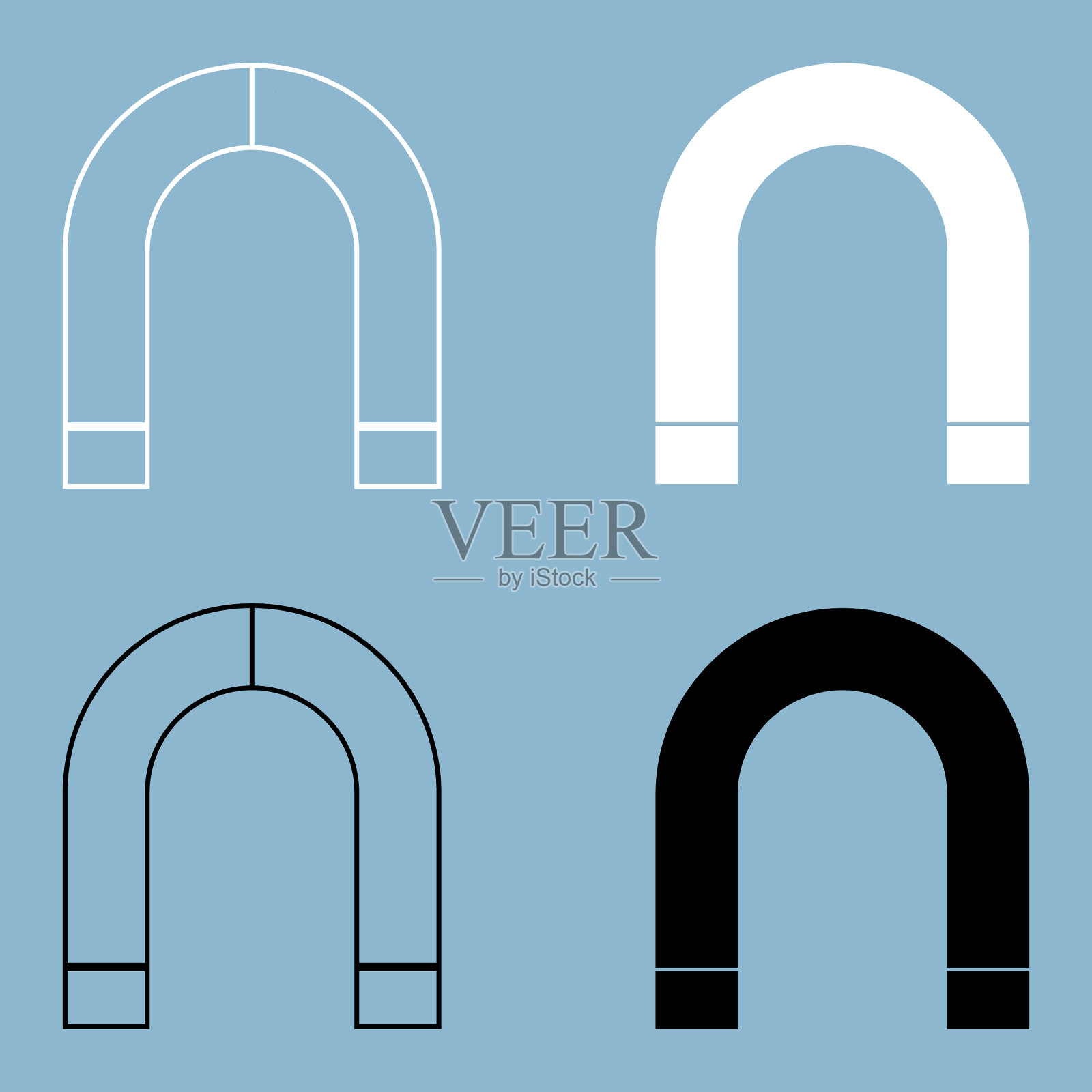 磁铁的黑色和白色图标插画图片素材