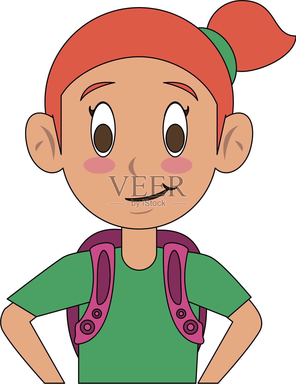 可爱的女学生卡通插画图片素材