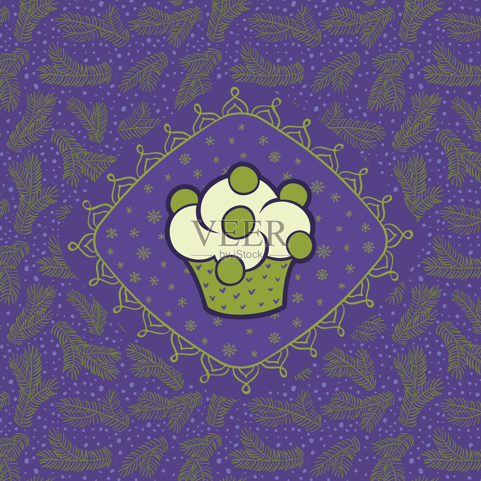 圣诞与新年的复古华丽相框插画图片素材