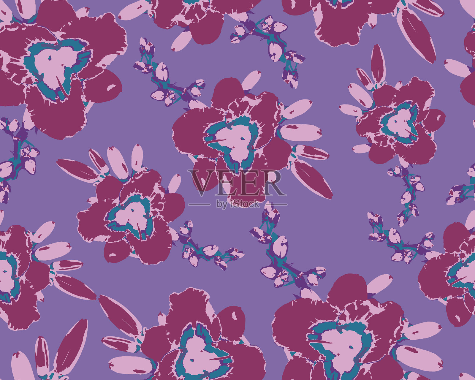 无缝带花图案插画图片素材