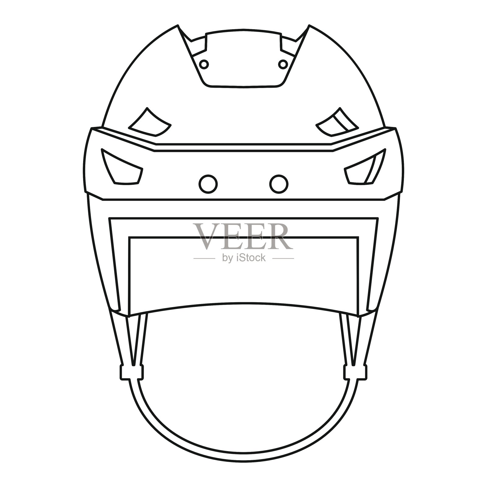 曲棍球头盔图标轮廓风格插画图片素材