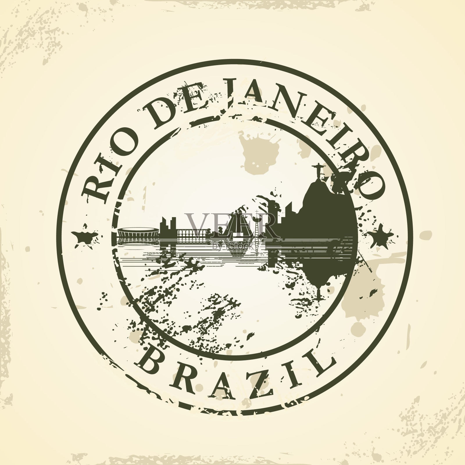 垃圾橡胶印章，巴西里约热内卢插画图片素材