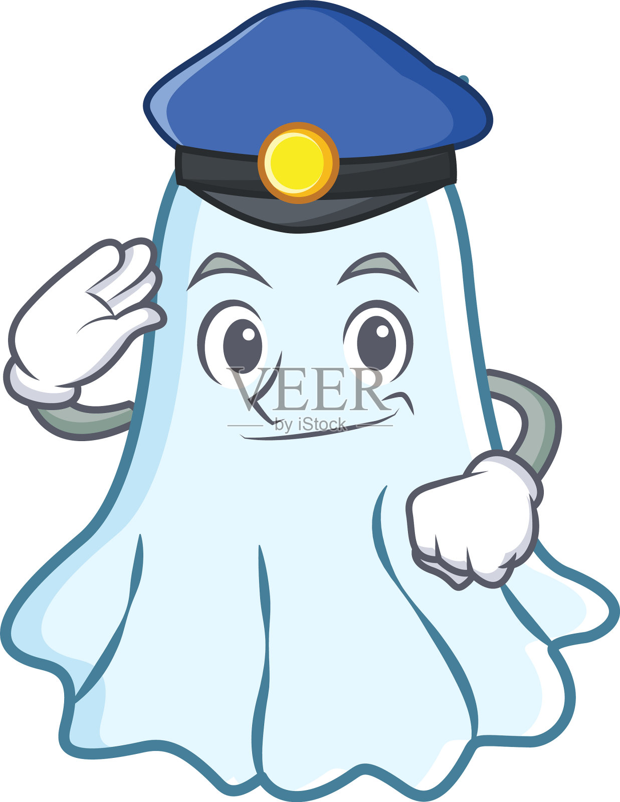 警察可爱鬼卡通人物插画图片素材