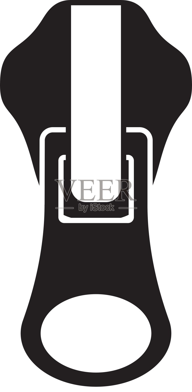 剪影拉链与黑色身体和椭圆形把手插画图片素材