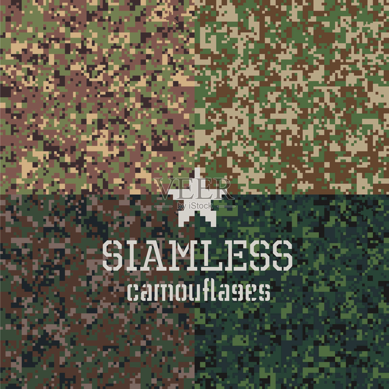 伪装无缝模式设置插画图片素材