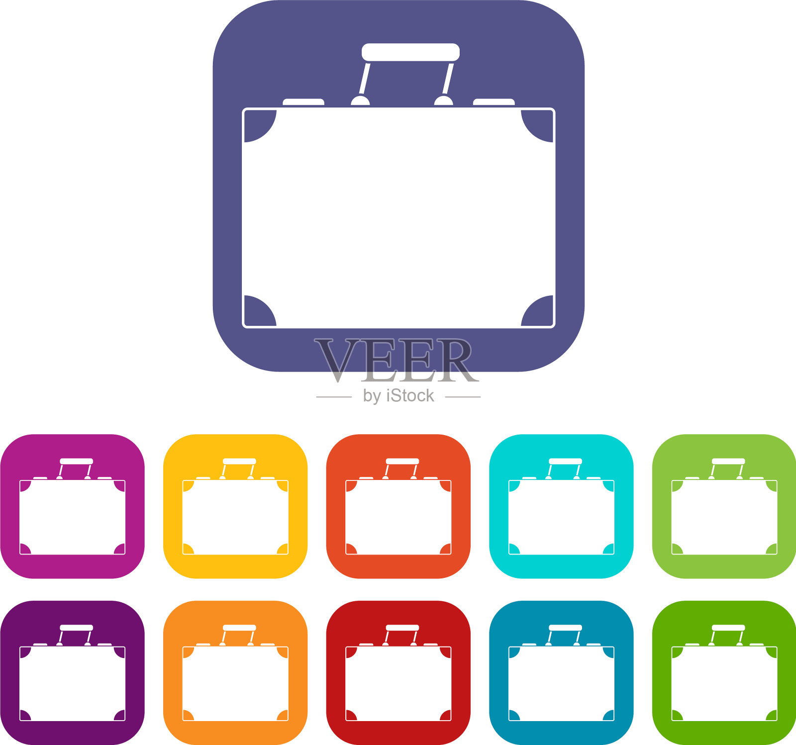 旅行袋图标设置平坦图标素材