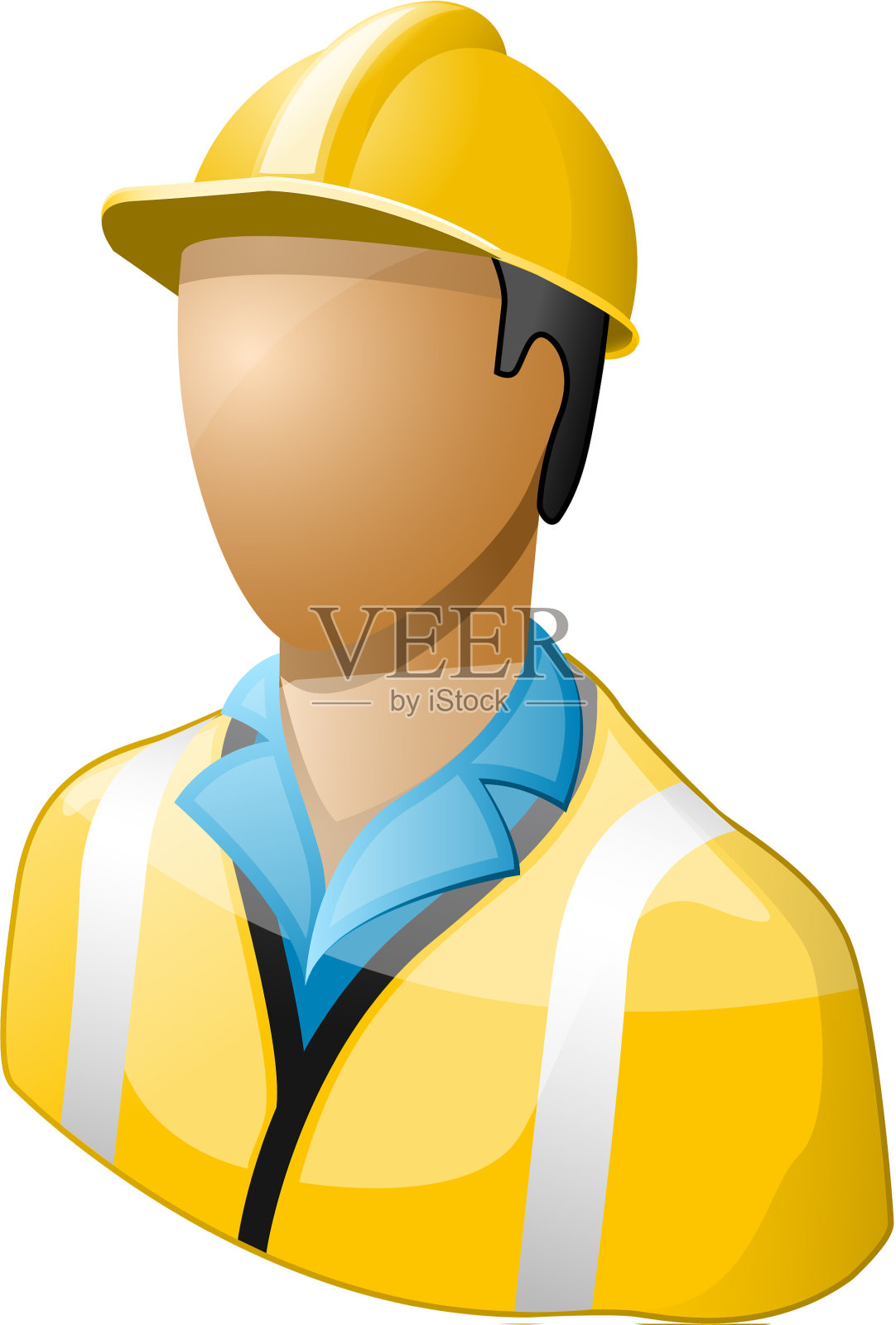 穿着安全帽和制服的工人的图标设计元素图片