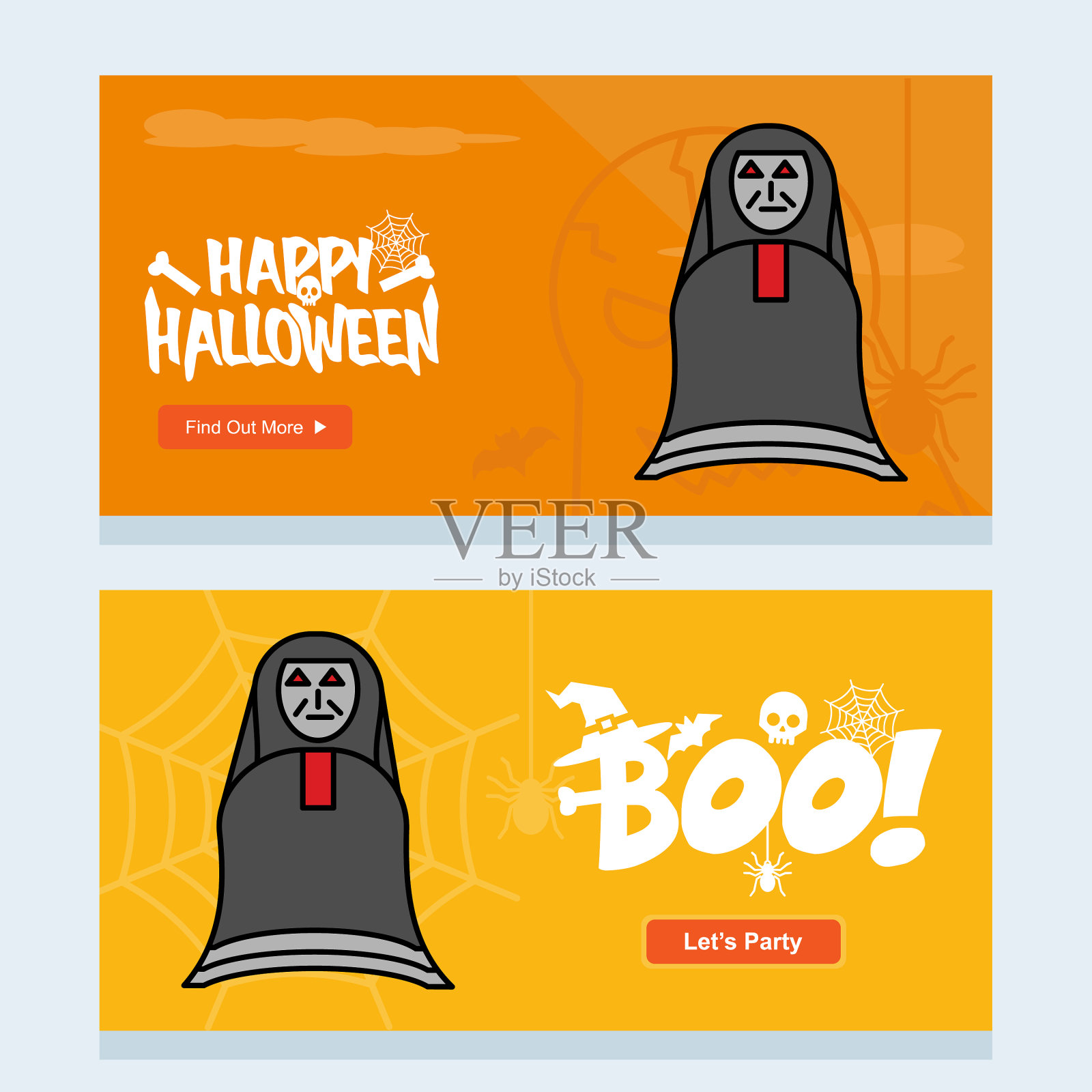 万圣节请帖设计带鬼插画图片素材